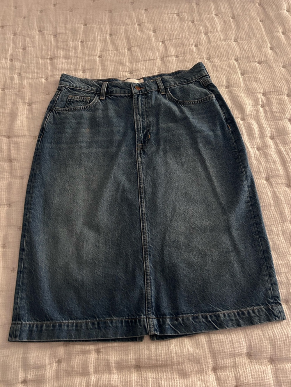 Boden Denim Midi Skirt in Dark Blue